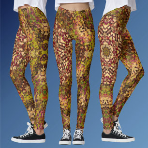 Digital Mandala Gult Red and Lila Leggings