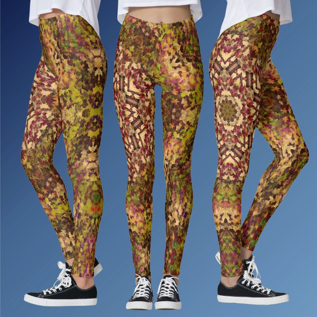Digital Mandala Gult Red and Lila Leggings (Skapare uppladdad)