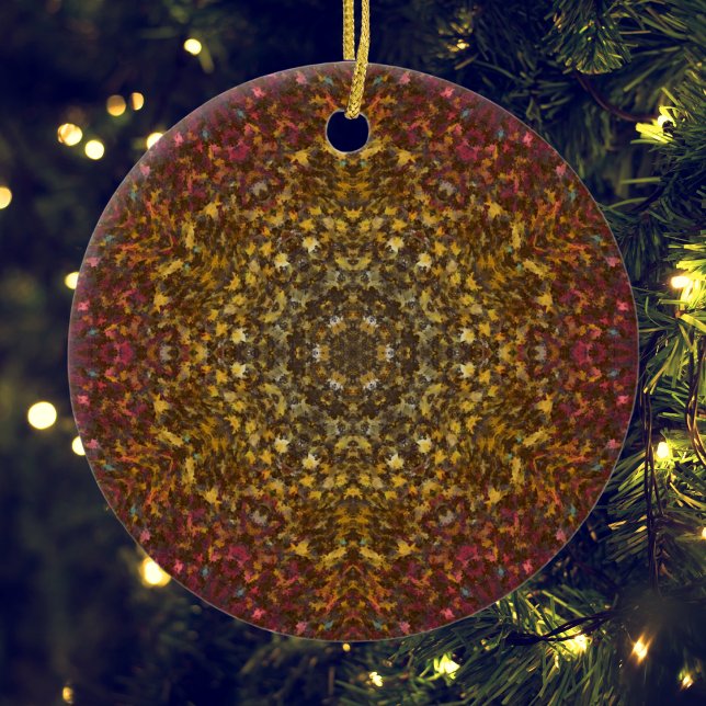 Digital Mandala Gult Red and Rosa Julgransprydnad Keramik (Skapare uppladdad)