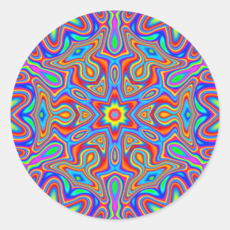 Digital Mandala Kaleidoscope, levande färg-klister Runt Klistermärke
