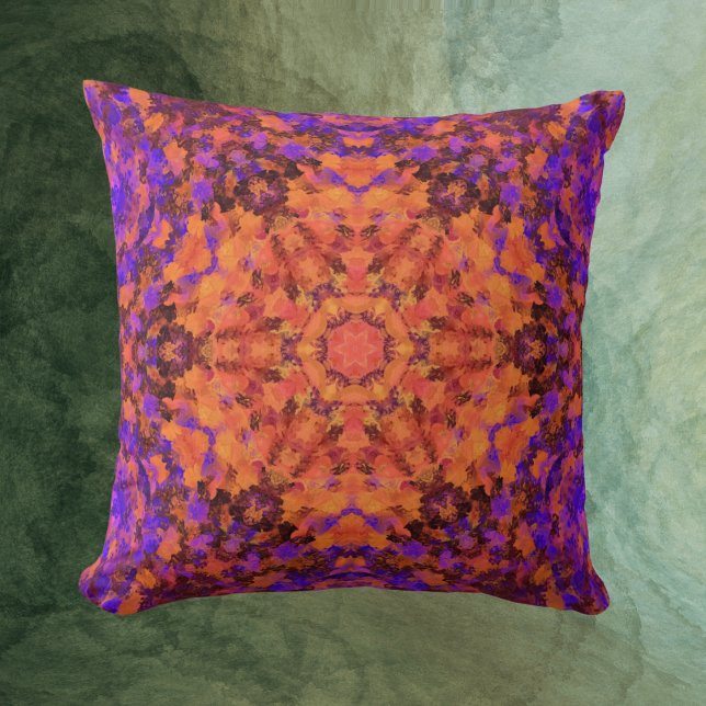 Digital Mandala Orange Blue och Lila Kudde (Skapare uppladdad)