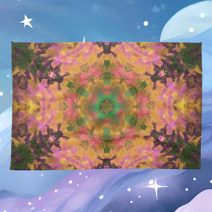 Digital Mandala Rosa Gult och Grönt Kökshandduk