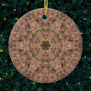 Digital Mandala Rosa och Gult Julgransprydnad Keramik