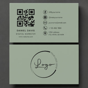 Digital marknadsförare Sage Green Logo QR-kod  Visitkort