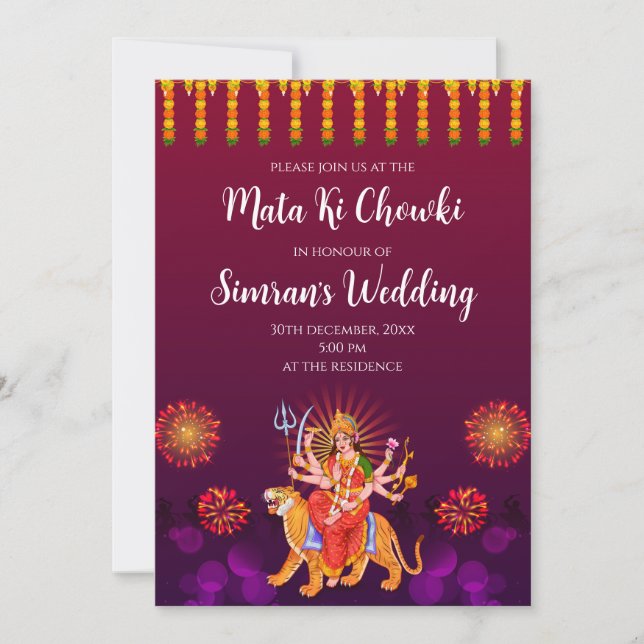Digital Mata ki Chowki inbjudan & Maa Sherawali (Framsida)