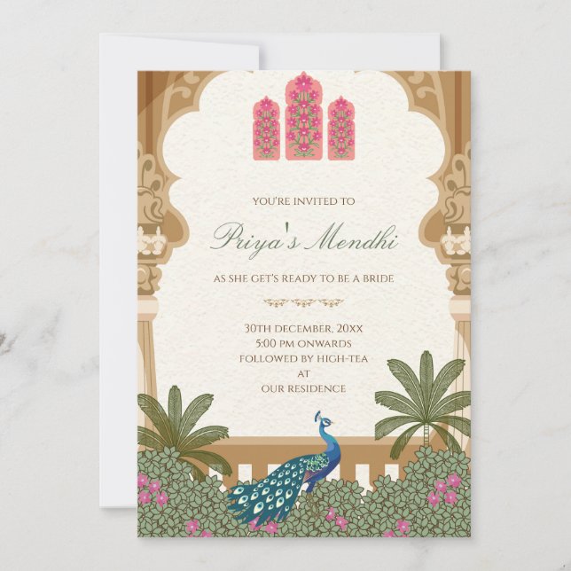 Digital Mehndi inbjudan Mehendi inbjudan (Framsida)