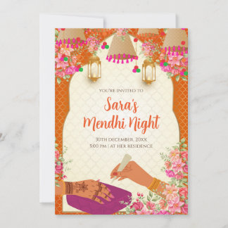Digital Mehndi-inbjudan & Mehendi-inbjudningar Inbjudningar