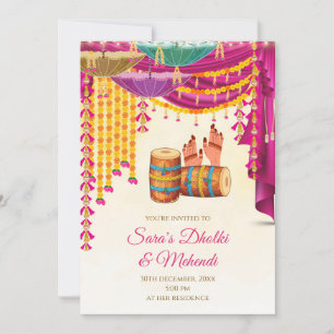 Digital Mehndi-inbjudan & Mendhi Night-inbjudan, D Inbjudningar