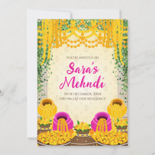 Digital Mehndi-inbjudningar som Dholki-inbjudninga Inbjudningar