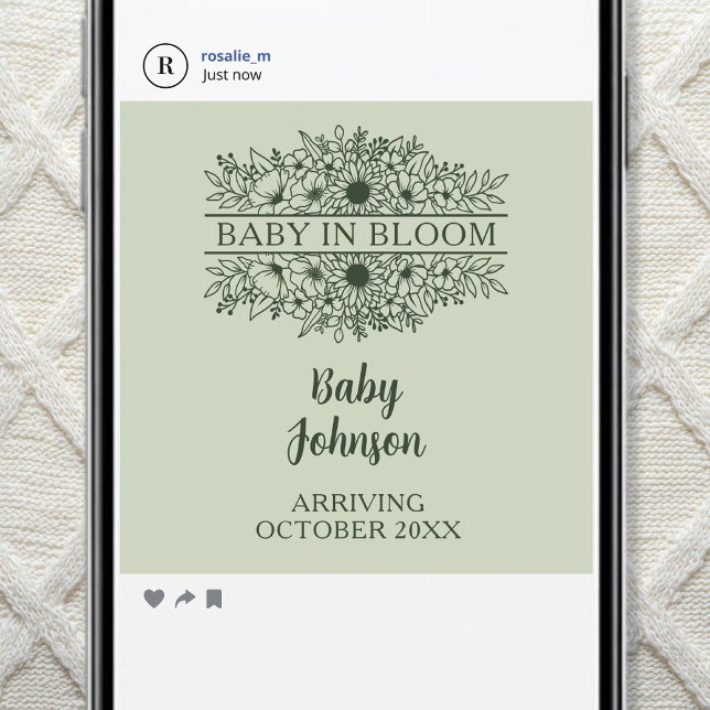 Digital Minimalist Linen Luxury Baby News Meddelande (Skapare uppladdad)