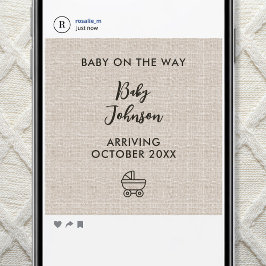Digital Minimalist Linen Luxury Baby News Meddelande