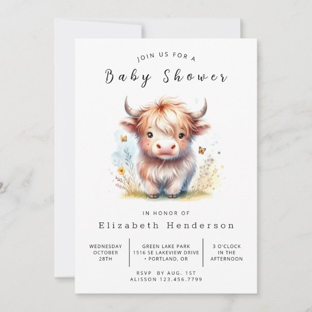 Digital Modern Classic Cow Baby Shower Inbjudningar (Framsida)