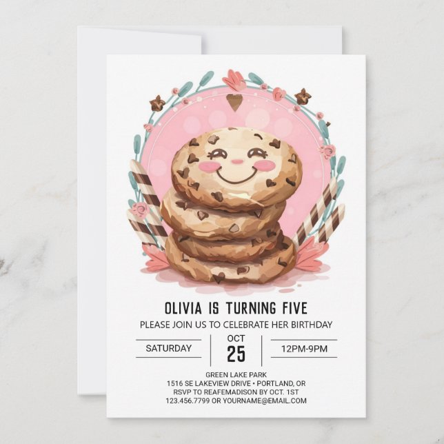 Digital Modern Editable Cookies Birthday Inbjudningar (Framsida)