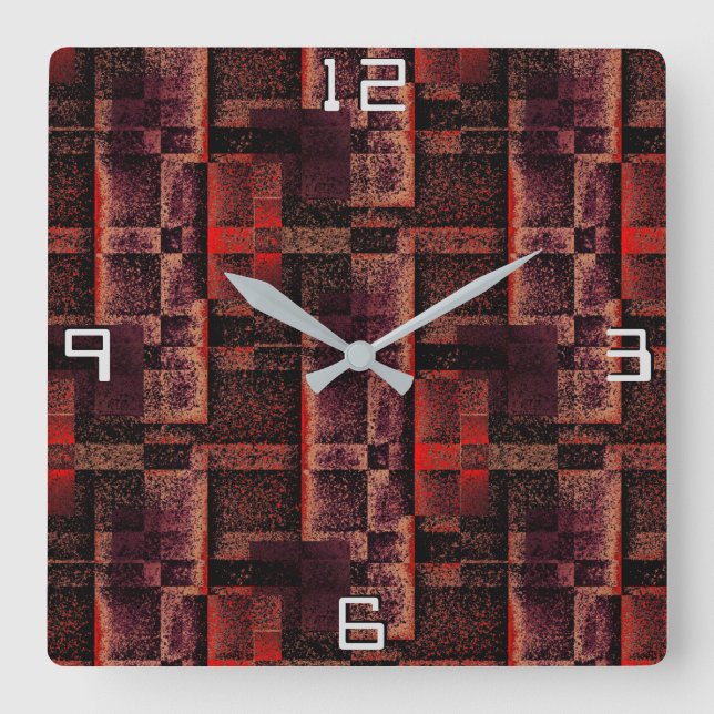 Digital montering av Red Granite Marble Fyrkantig Klocka (Framsida)