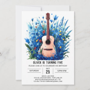 Digital Music Magic Guitar Boy Birthday Inbjudningar