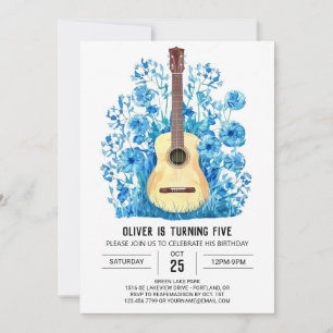 Digital Music Magic Guitar Boy Birthday Inbjudningar