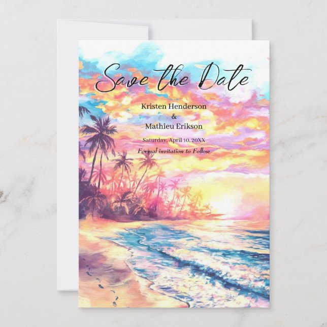 Digital Nautical Beach Wedding Spara Datumet (Framsida)