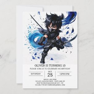 Digital Ninja Training Kids Birthday Inbjudningar