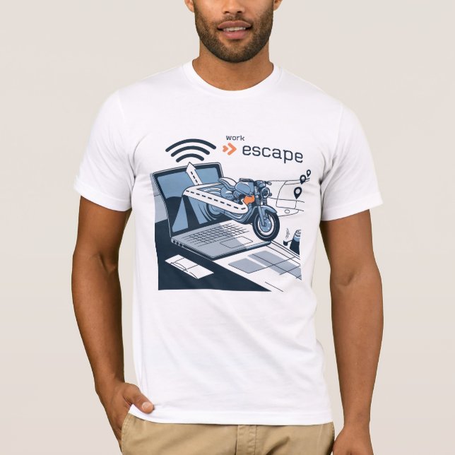 Digital Nomad Escape Route T-Shirt för biker (Framsida)