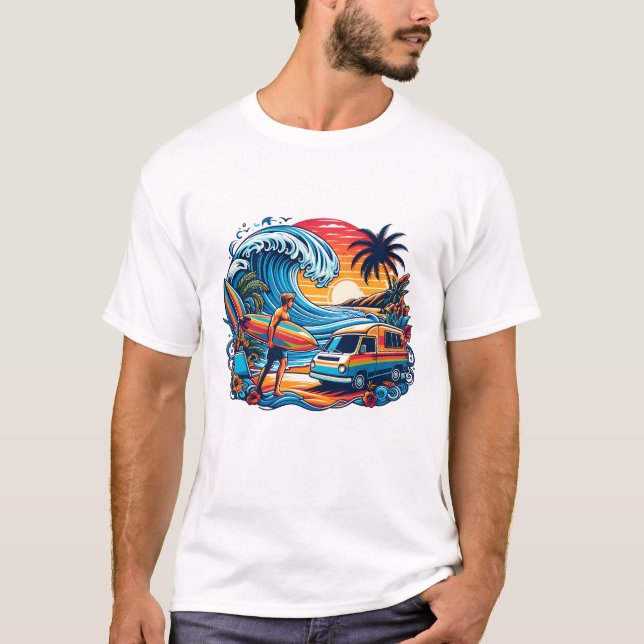 Digital Nomad Vanlife Surfer T Shirt (Framsida)