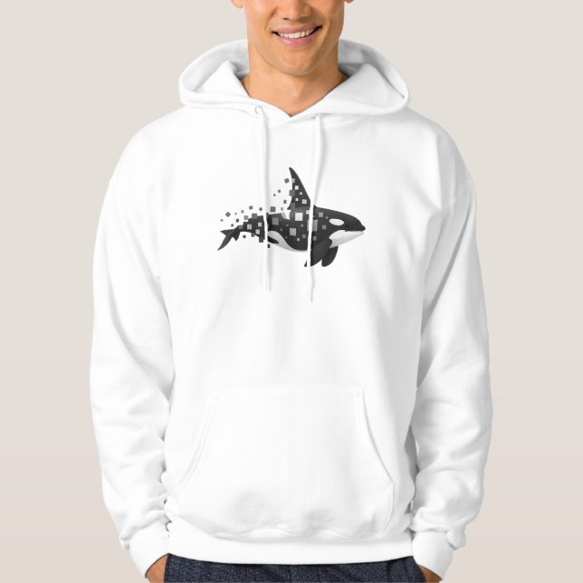 Digital Orca-upplösning - Cyber Ocean Series Hoodie (Framsida)