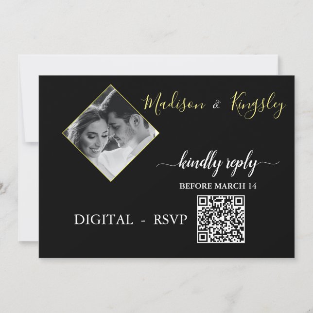 DIGITAL OSA Edgy svart fotomonogram Fab-kort Inbjudningar (Framsida)