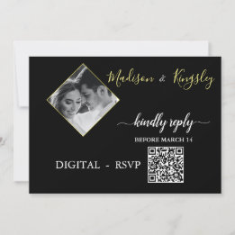 DIGITAL OSA Edgy svart fotomonogram Fab-kort Inbjudningar