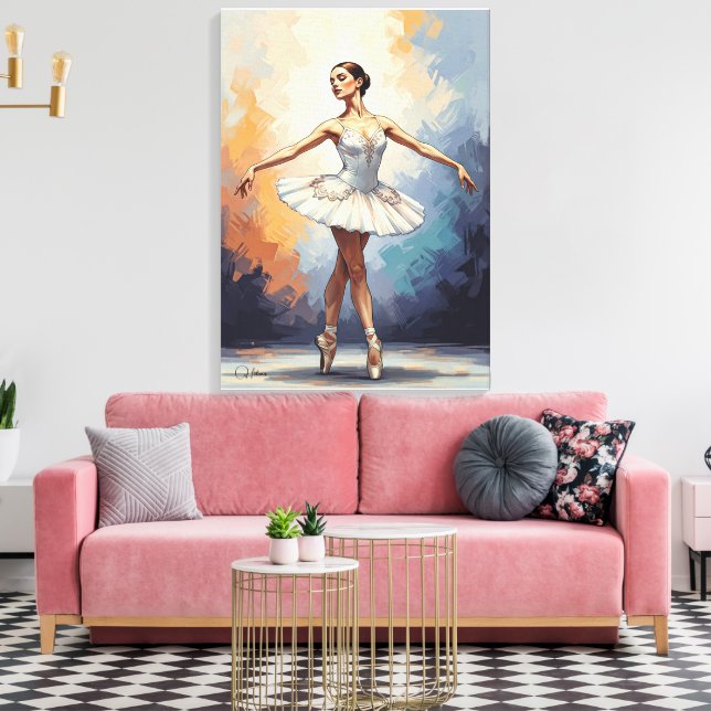 Digital Painting of a Ballerina – Elegant Dance  Canvastryck (Insitu (Vardagsrum))