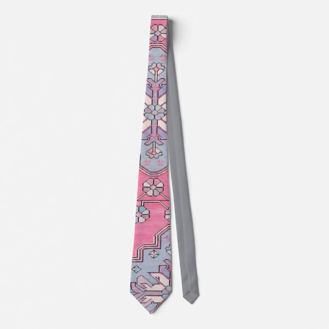 Digital Paisley Tie Rosa Grått Slips (Framsida)