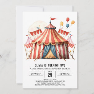 Digital Pastel Magic Circus Birthday Inbjudningar