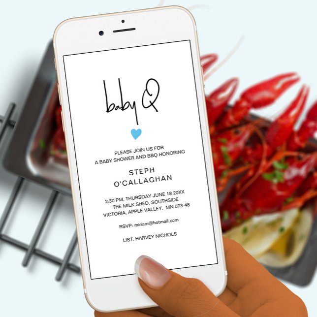 Digital Pojke BBQ Shower Cellphone Vite Meddelande (Skapare uppladdad)