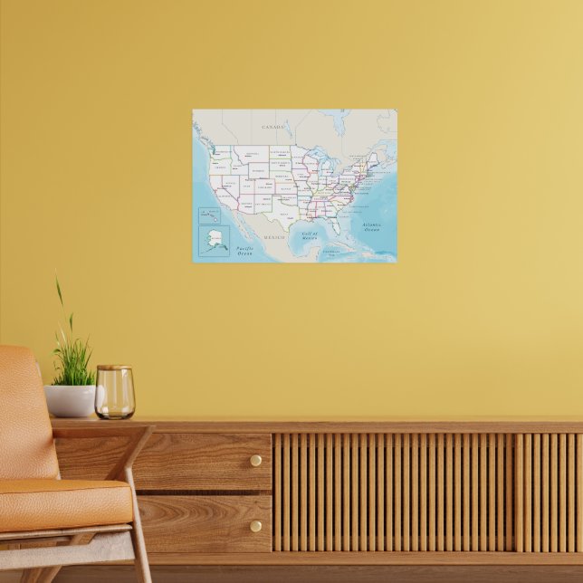 Digital politisk karta över USA. Poster (Vardagsrum 2)
