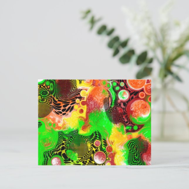 Digital Pour Painting Fluid Art Vykort (Stående Fram)