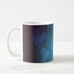 Digital prickad världskarta gradientkonst kaffemugg