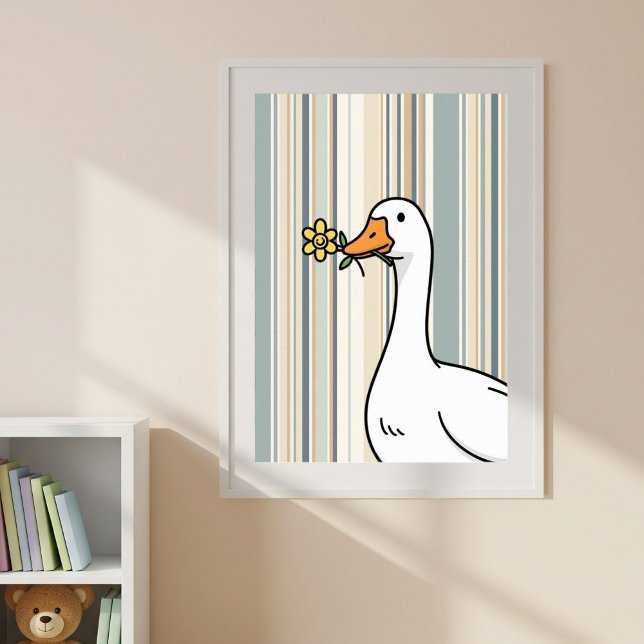 Digital Prints with Cute Duck - Striped Wall Decor Poster (Skapare uppladdad)