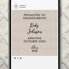 Digital Promoted to Grandparents Linen Minimalist Meddelande