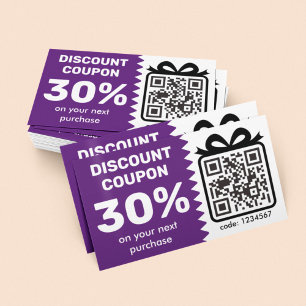 Digital Rabattkupong med Lila för QR-Logotyp Visitkort