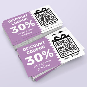 Digital Rabattkupong med QR Code Logotyp Lavender Rabattkort
