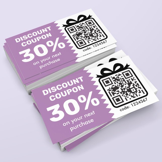 Digital Rabattkupong med QR Code Logotyp Lavender Rabattkort (Skapare uppladdad)