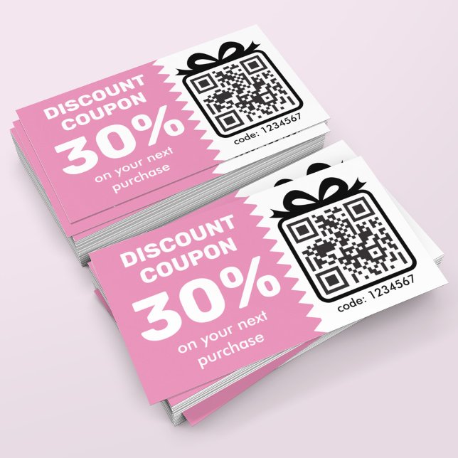 Digital Rabattkupong med Rosa för QR-Logotyp Rabattkort (Skapare uppladdad)