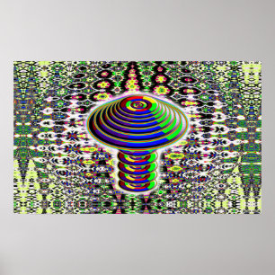 Digital Rainbow Mushroom (lägg till ord) Poster