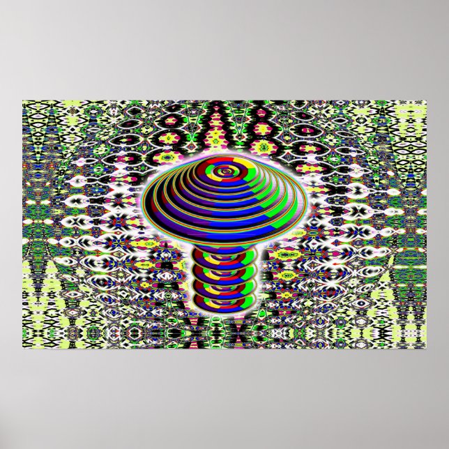 Digital Rainbow Mushroom (lägg till ord) Poster (Framsidan)