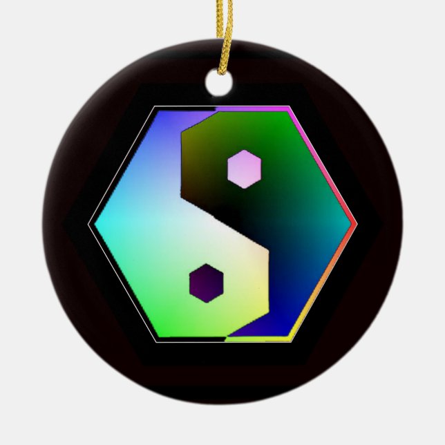 Digital Rainbow Yin Yang Julgransprydnad Keramik (Framsidan)