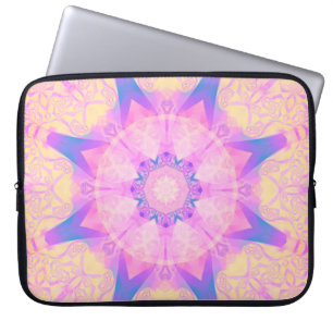 Digital retro abstrakt mandala. Ljusblomma. Bea Laptop Fodral