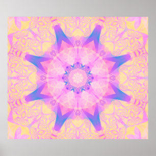 Digital retro abstrakt mandala. Ljusblomma. Bea Poster