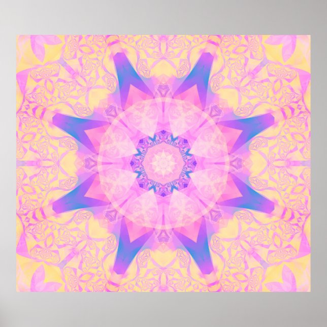 Digital retro abstrakt mandala. Ljusblomma. Bea Poster (Framsidan)