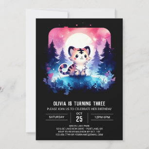 Digital Roligt Tiger Birthday Inbjudningar
