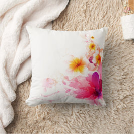 Digital Rosa Blommönster Dekorativ kudde