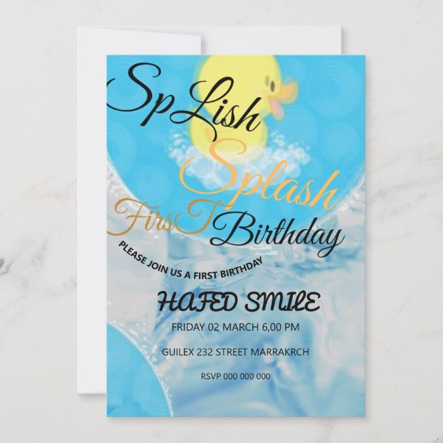 Digital Rubber Ducky Themed Birthday Invitation, B Inbjudningar (Framsida)