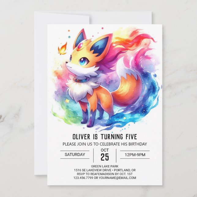 Digital Rustic Fox Birthday Inbjudningar (Framsida)